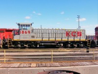 Kansas City Southern GG20B in transit through Agincourt Yard.