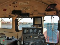 Looking east through the cab of GP9 1533 a few months before it was sold off.