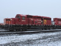 Flurries swirl about the east end of the shop on Christmas Eve as 6601 is finally nose clear for a pic.