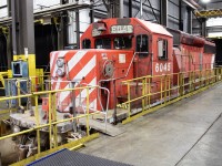 Taking a break from hauling ballast trains, SD40-2 6045 is in for it's inspection.