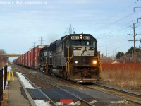 Where are these units now? NS  SD60 6575 and GP38AC (high hood) 4106 rocket past the Grimsby station with the usual short train in tow. Was at my dads for the weekend and took my brother out for a few quick trains - 5 trains in 1.5 hours at Grimsby (339/338/332 NS 327/NS 328). Thank goodness i got all EMD on this one - much preferred the EMD NS trains than the others, which was usually a pair of dash 9's. 50% chance Dash 9's, 50% chance something good. The odds were still worth it, the power changed almost daily. BTW, Arnold, should I have asked permission to be in your territory? :)