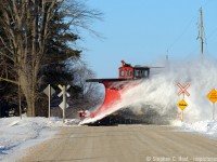 With all the static shots of equipment I had to pull out an action shot. Feel free to join in! Near the DeBruyen farm in the small town of Salford, CPR 401005 crosses a typical rural dirt road en-route to Tillsonburg. Heavy snow meant multiple passes, affording photographers a change to get many shots on this day. Sometimes you get lots, sometimes you only get a couple. I was fortunate and lucky to shoot a dozen or so plow runs in 2014 and a similar number in 2015 - these were glorious winters. Crossing fingers for 2020! At the time of this photo this plow was still owned by the CPR - OSR purchased the plow a few years later.