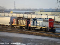 Sarnia's where you'll find the seemingly impossible, and here's one lashup that I found over the Christmas Break just as the sun was setting for good at the east end of "A" yard by Modeland Ave. 