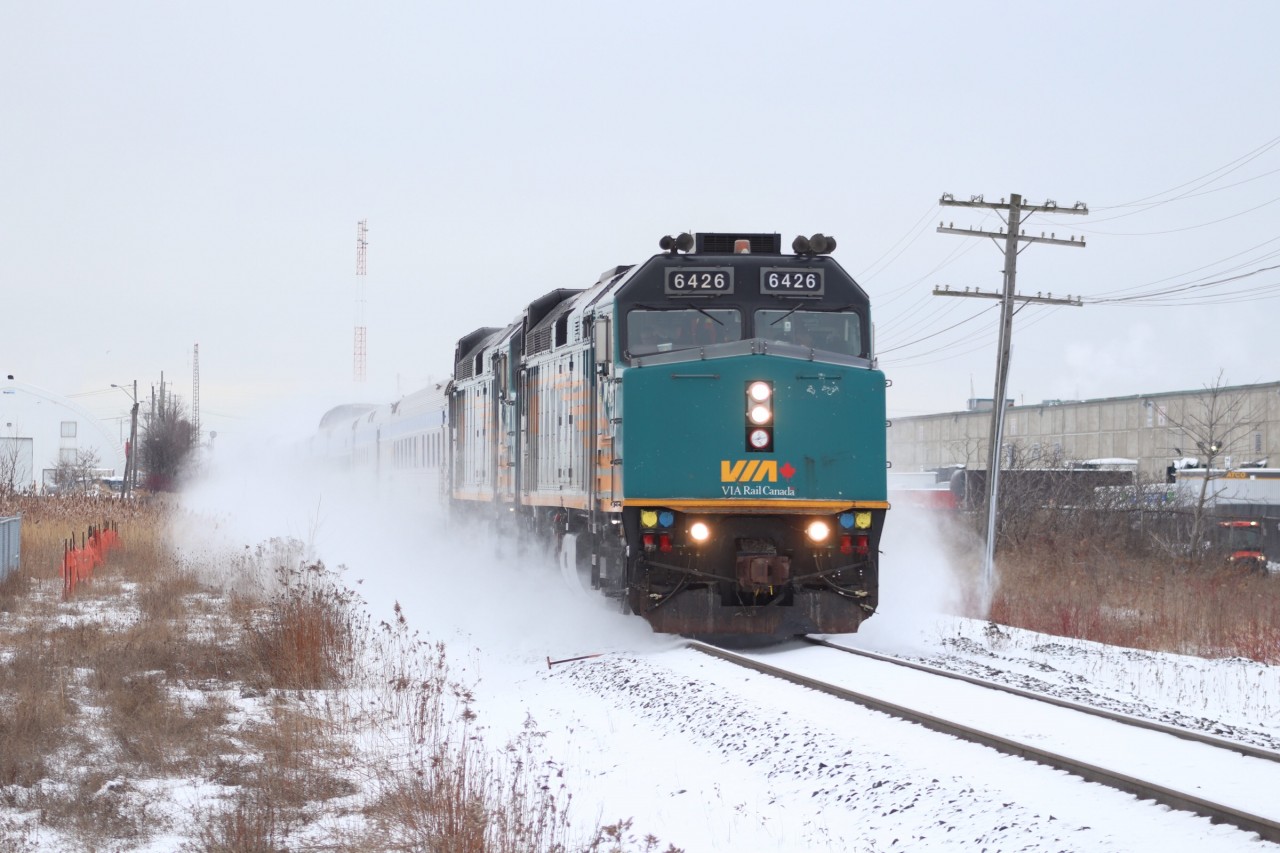 Via 1 lead by an F40ph-2D kicks up lots of snow as he flies up the newmarket subdivision where it will stop and back up onto the cn york subdivision and finally head north on the Bala subdivision. I was actually on the canadian twice. My first trip was from Toronto to Vancouver, it was not disappointing at all. Great food, great staff, great passengers, and magnificent views. I was lucky enough to win this trip off of a silent auction and got the tickets for half price both ways. We stopped in many different towns/ city’s like Perry sound, Winnipeg, Saskatoon, Jasper, and finally Vancouver. There was lots of site seeing, so i had to wake up early not to miss anything special. Lots of wildlife out by the rails as well. I met a via engineer on the train and was lucky enough to have dinner with him. He talked about his life on the rails and gave me a via rail keychain. He told me it’s always better to work for passenger rail companies then freight companies because you the times when you’re going to work as suppose to being called in at anything time of the day/ night. Definitely a trip i’d highly recommend everyone to take. You won’t be disappointed.