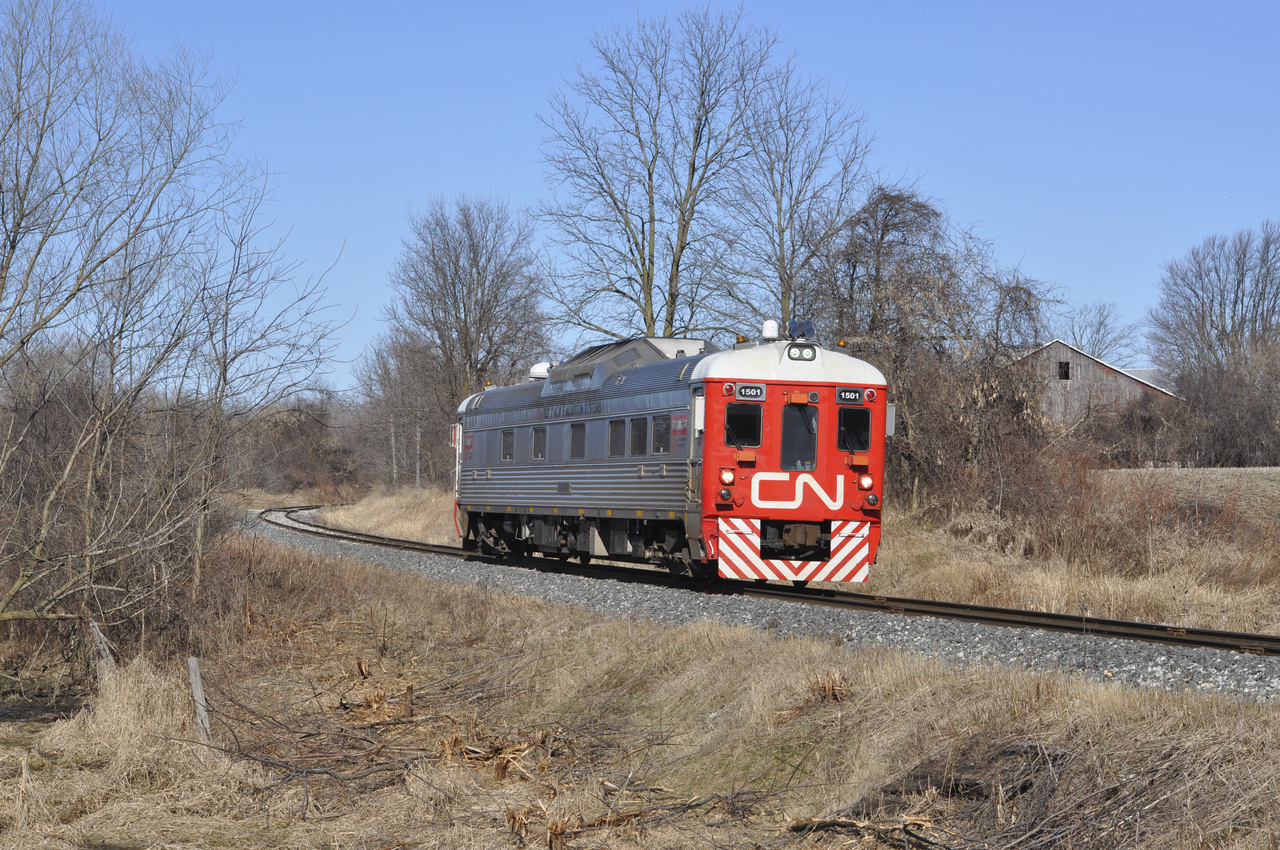 CN 1501 begins its run down the Hagersville sub after picking up workers at the Brantford Via station. Going what seemed to be 15mph the whole way along the line, made for a rather easy chase. Catching him here leaving Brantford, then again at Ohsweken, Caledonia, Hagersville then finally Jarvis made for an enjoyable morning.