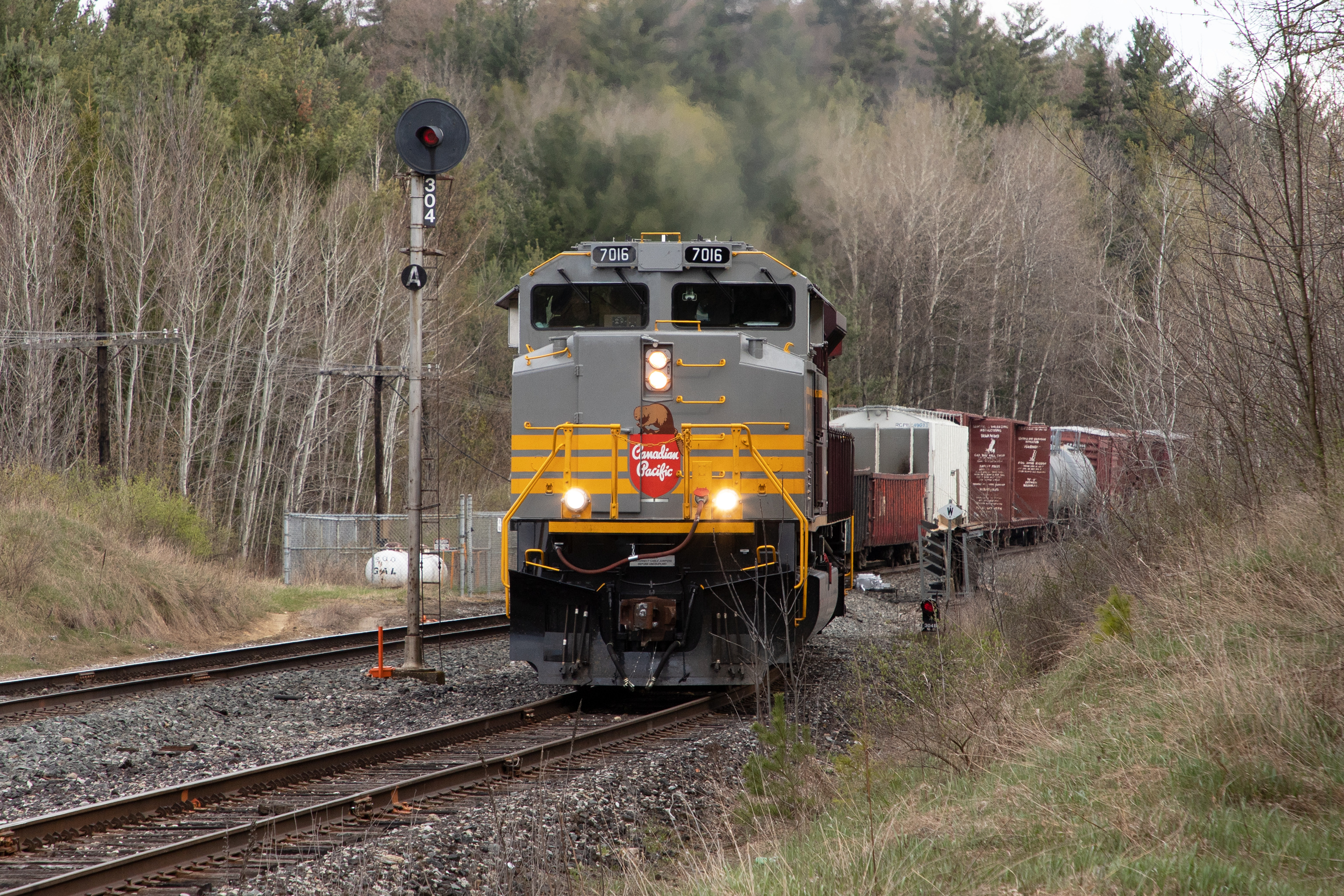 Railpictures Ca Steve Bradley Photo Searchlight Signal A Grey Nose With Beaver Shield And A