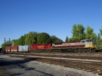 CP 253 has CP 7010 (rebuilt from SD9043MAC CP 9153) and CP 8149 (rebuilt from AC4400CW CP 9619) for power as it passes Lasalle Yard on a very cold morning.