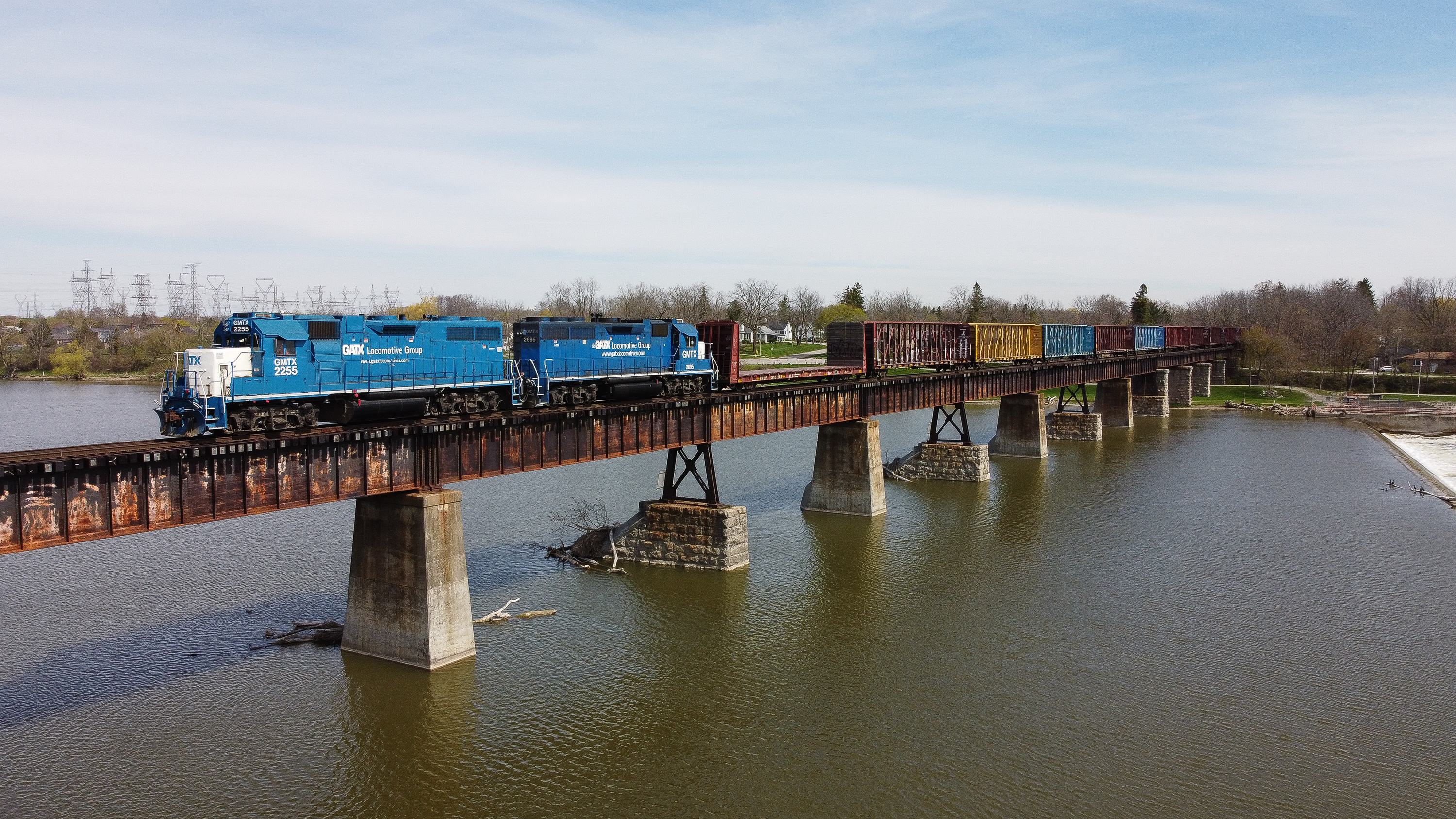 Railpictures Ca Joseph Bishop Photo Cn L Crosses The Grand River In Caledonia With A Long