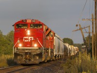 The sun beat the train..although the train snuck up on me. Shiny looking 7041 leads 234 back towards Toronto and a mingling with the morning GO rush. It is so nice to have a different face to look at on CP.