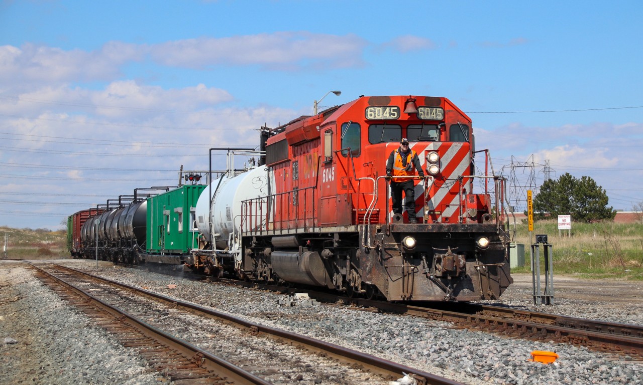 A GMD built SD40-2 takes the lead of a spray train as it just finishes up on the belleville subdivision back in may