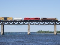 CP 253 has SD70ACU's CP 7019 & CP 7045 as it approaches the island of Montreal. 