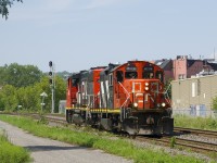 The Pointe St-Charles Switcher with CN 4129 and CN 4772 for power is heading back to its namesake yard light engine.