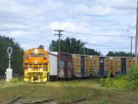 QGRY 2300 shoves a handful of cars towards the CN interchange at Joliette. At left is a signal protecting QGRY's crossing of CN's Joliette Sub.