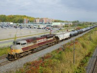 Heritage unit CP 7013 brings up the rear of ethanol train of CP 650. Up front is the Air Force unit (CP 7023). This was a surprising lashup, as this train had GE units into Toronto, where power was swapped (not a particularly common occurrence for this train).