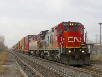 Dash8's are living on borrowed time, so it was a nice surprise to hear that CN X106 had two of them for power. Here it passes through Dorval with CN 2130, BCOL 4617 & 151 platforms.