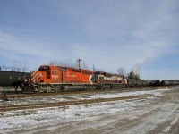 CP 6018 & CP 7011 is the power on CP 251 as it sets off cars in Farnham Yard.