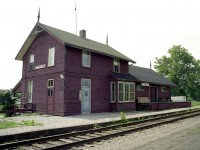 Save the Station !!! This whole town of 1500 or so people eventually were drawn into the drama. When CN closed the station in 1969, the last station master, D.C. Nunn, moved on to another location but his family stayed put in the old Stirling station until 1975, seeing it had comfortable living quarters upstairs and CN was not quite ready to demand it pulled down. But then CN stated making noise.
Enter Gary Miller, a Native artist......(I was really surprised to discover this in research, as he was a friend of mine when he lived in Burlington during our teenage years)......who thought the station would be a nice place to set up his studio and gallery. He approached the town to purchase it. The town balked, seeing going thru all the expense and then leasing it out to an artist who may or may not be willing to pay the bills from there on.
So nothing happened I gather that Gary let the idea go. 
But the seed had been sown, a rather lively group was formed and eventually became the Stirling Pioneer and Railway Historical Society and they convinced CN to hold on to the station past a deadline of April 30, 1985 while they worked out some way to purchase & restore the building. So they had one more year. Fund raisers began; "buy a button" campaign, bake sales and other promotions got the town council finally backing the idea to purchase and restore the station and the place was officially "saved" in October 1985. Restoration took place and Open House was a celebration on July 2, 1986.
It just goes to show what can be down when everybody gets involved. A beautiful piece of history. It sits attractively along the old right of way, now a walking trail. Not sure what occupies the structure at this time but last I heard it was to be an area museum. It has come a long way since the first train from Belleville rolled into town back in 1877.