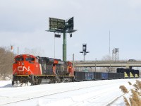 CN 527 with CN 8856 & CN 3044 is doing some moves in Southwark Yard as it puts its train together.