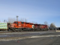 CP 6018 & CP 8568 are light in Farnham Yard as they do some switching.