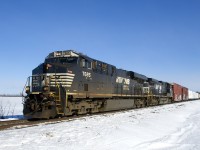 Almost never running in daylight these days, a very late CN 528 is on its way to Rouses Point with NS 7685, NS 9441 and 40 cars on a brutally cold and windy morning. There it will get a CP crew and continue south as CP 930.