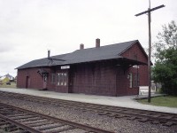 Still another image from the old station series; this time..... Massey.  This community of 800+ people is part of the aux Sables-Spanish River district between the SOO and Sudbury, and this structure, built back around 1885 once was the passenger stop for the Budd cars that ran between those two cities. Service was discontinued in the 1970s and I have not a demolition date for old insul-brick Massey station, but I am guessing about 1982. This line is currently served by the Huron Central.