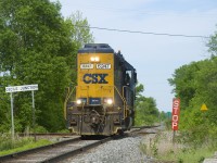 After stopping for a short period and then sounding its horn, CSXT 6247 is going over the CSXT/CN diamond at Cecile Jct.