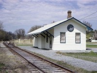 Another offering to the Station Series I've been posting from time to time.......Frankford, Ontario; on the old Central Ontario Railway; which was first laid down around 1882. Eventually taken over by GTR and then CNR, the track, running north from Trenton, lasted over 100 years, until it was lifted in 1985.  The station, looking sharp as a home for the Lions Club in this village of a couple of thousand souls; I thought would last many more years...but apparently it is no longer on this location.  It was purchased and moved to Stockdale, a hamlet a few miles west of here. The track being gone, the area around the station now serves the community as 'Station Park' despite the only thing being left to view is the foundation........