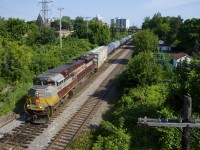 After changing crews a short distance from here, ethanol train CP 650 is on the move south with heritage unit CP 7013 leading.