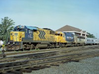 The daily (ex-Sun) Northlander stopped at Englehart for passengers. Train is about on-time, due 0825. Out of Cochrane, destination Toronto.
It 'looks' slightly overpowered........ONR 1806, 1801 and aux car 204 and 3 coaches.  Rumor has it the government might reinstate this train finally, after it was canceled in 2012.
Personally I have always felt the North is badly neglected in more ways than just rail service............