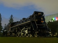 CN 6200 is seen outside the Canada Science and Technology Museum in Ottawa about an hour after sunset.