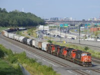 CN 527 has five units (CN 5719, CN 8897, CN 8801, IC 2697 & CN 2311) as it approaches Turcot Ouest.