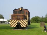 My two daughters look up at the preserved electric steeplecab preserved in a park in Cornwall. It was operated in Cornwall between 1963 and 1971 by the Cornwall Street Railway, which was taken over by CN in 1971. It was built in 1930 for the Salt Lake & Utah Railway. It is supposed to be moved to the Railway Museum of Eastern Ontario in Smiths Falls in the near future.