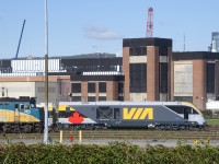 One of VIA Rail's new Charger locomotives is at the Montreal Maintenance Centre, the day after an entire Charger trainset arrived directly from Siemens' factory in California, after an expedited and dedicated move across the continent (running as CN P698 when on CN rails).