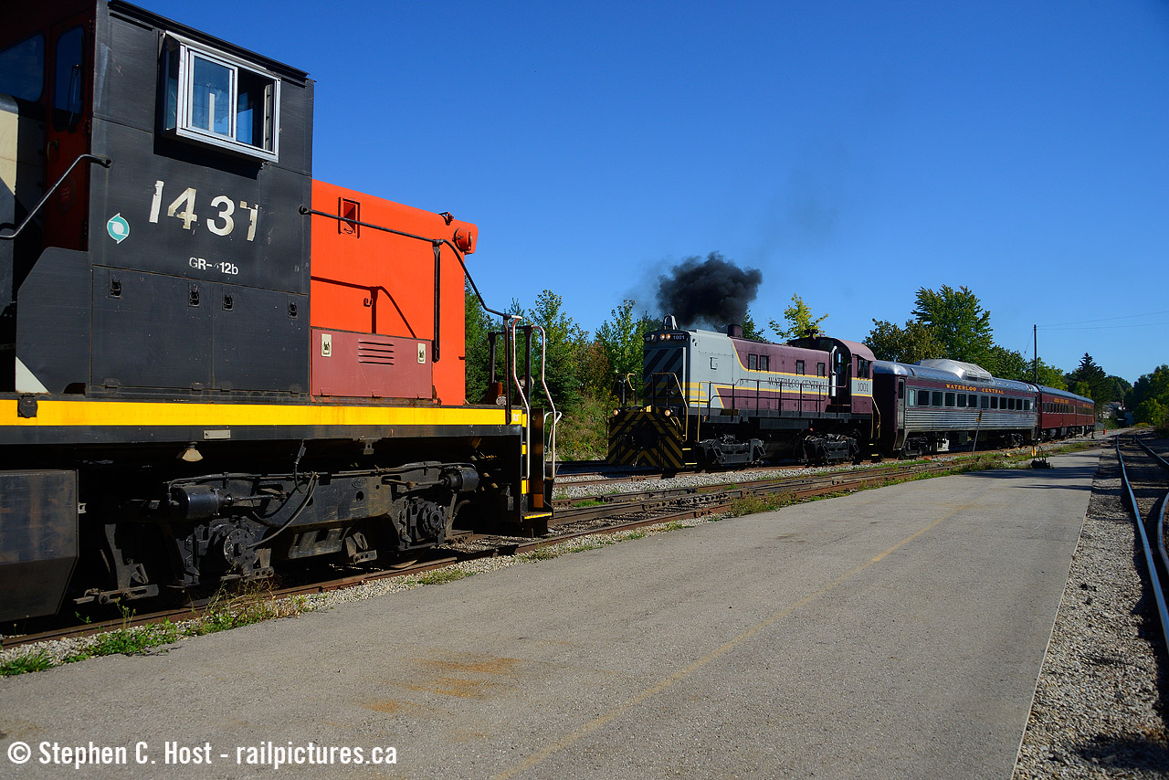 And if you want the black stuff in Ontario today, you really gotta go here. On their 2'nd weekend of operations after COVID, pictured is Train #6 arriving at the shop to be put away for the day with WCR S-13 1001 (former OSR 501) puffing the good stuff that makes Greenpeace cry. Waterloo Central operates six movements per day, Trains #1 through Train #6 (Odd are southward movements, Even northward) on Saturdays. Starting Tomorrow they're going to begin Sunday operations from this station to Elmira using a restored RDC painted in a CP inspired scheme. Truth be told, the alcos/MLW's are quickly becoming museum pieces and if you can find any operating in freight service, consider yourself lucky.