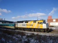 VIA 6436 heads east with VIA 60 after making its stop at Dorval as it passes CP F95.