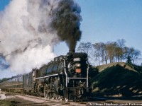 A  6000-series Mountain type leads an eastbound through Bayview Junction for Toronto.<br><br><i>Original Photographer Unknown, Al Chione Duplicate, Jacob Patterson Collection Slide.</i>