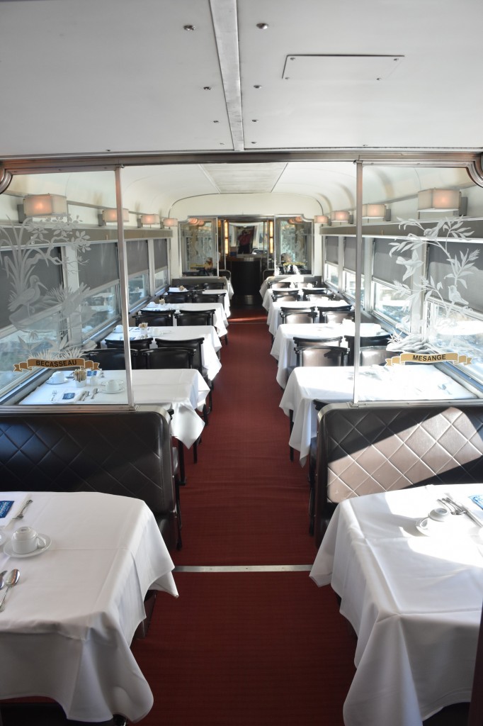 A recent photo I posted of the dining area in a VIA Skyline car on my journey from Winnipeg to Churchill solicited some comments about the amenities and level of service offered  http://www.railpictures.ca/?attachment_id=49772
Here we see a dining car interior experienced on VIA #1 The Canadian back in December of 2021. Quite a different level of 'comfort and service' from the Churchill run. Leather covered dining chairs, linen table cloths & napkins, china coffee cups, heavy silverware, and a team of 3-4 attendants.
While the full kitchen/dining car experience offers a much superior level of food, service, and ambiance, the Skyline car environment on the Churchill trip was equally as enjoyable in its own right. I'm looking forward to experiencing them both again. :-)
(map location approximate. We had not yet arrived in Washago from Toronto when I snapped this photo)