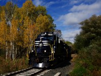 After wyeing their power after the run back from Joffre, the Sartigan Railway is heading back to their home base of Scott to tie up. CFS 1828 was originally built as CP 8793 in 1958. It was chop nosed and rebuilt as CP 1828 in 1985.