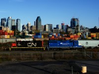 CN 7060 & CN 4904 are running around a cut of grain cars before bringing them to a nearby client.