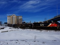 Ex-GECX unit CN 3131 leads CN 368 through Dorval.