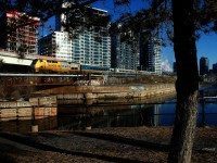 A consist that VIA 22 will use between Montreal and Quebec City is deadheading towards Central Station. A Siemens consist was being used from Ottawa to Montreal this morning.