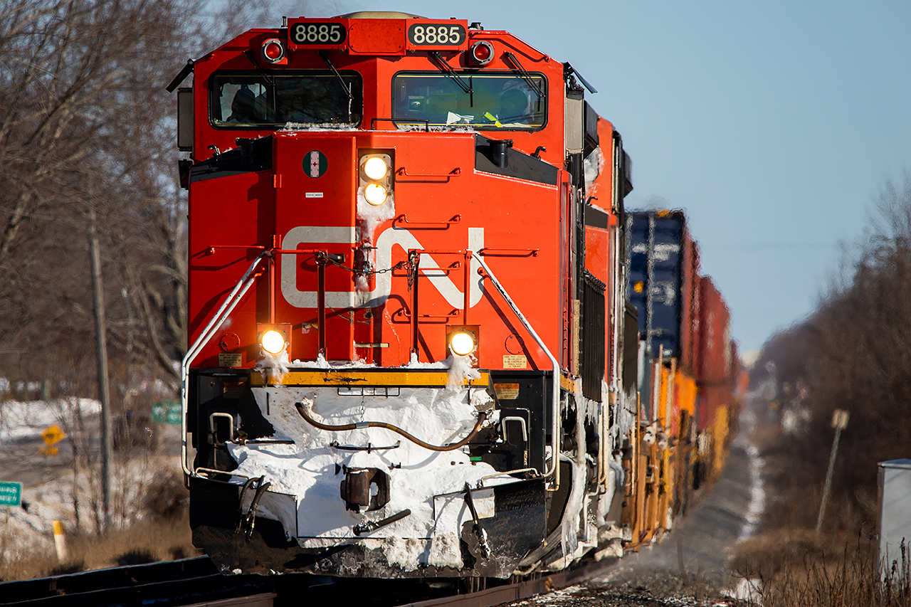 CN 8885 heads west into Brighton