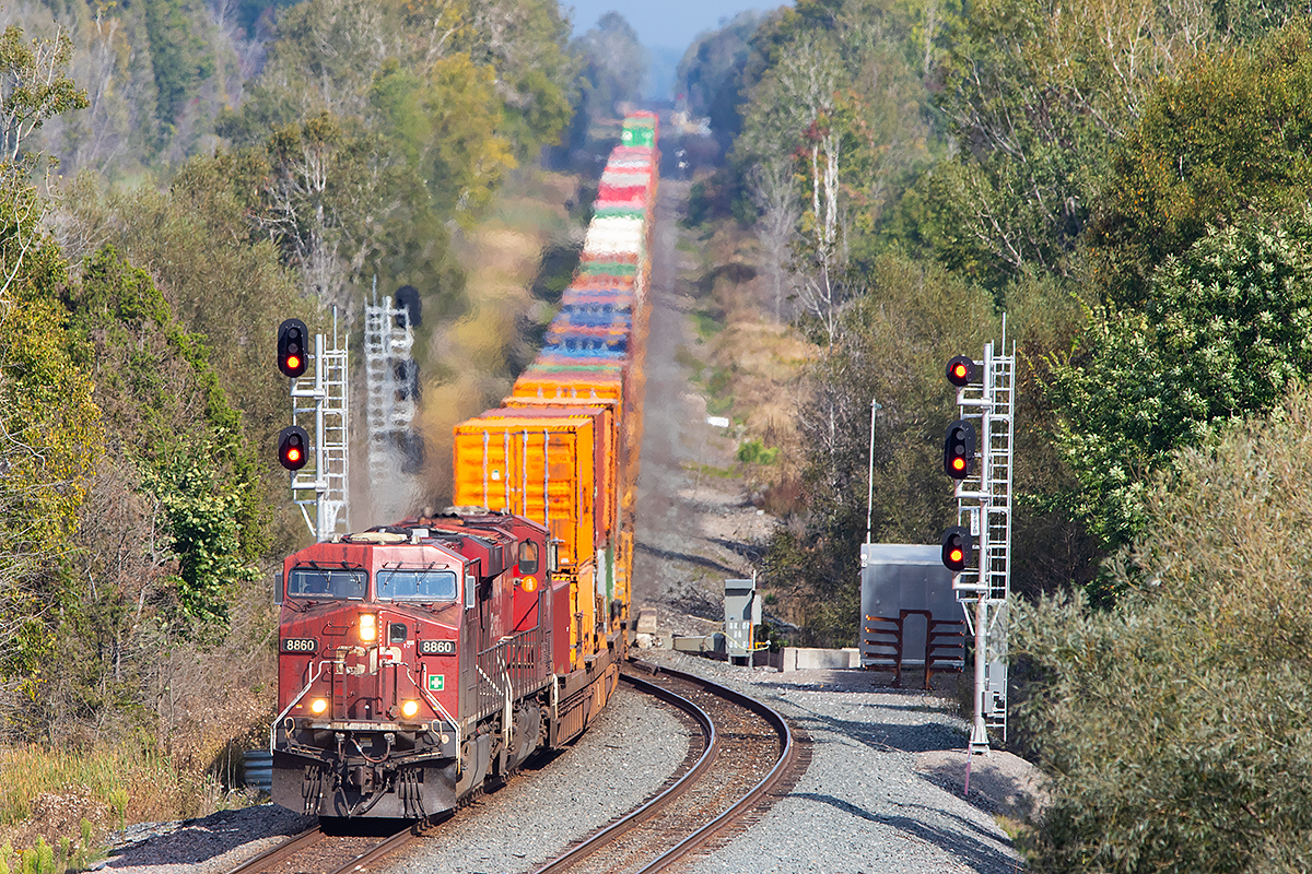 An unusual late CPKC 113 allows a rare opportunity to catch a westbound at Spicer East.