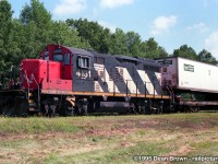 CN 105 with CN GP9RM 4131 parked at CN/NS Dain Intermodal Yard. This is a transfer that runs between Dain and Feeder Yard.