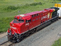 The first KCS unit to be repainted in CPKC colours, KCS 4805 is seen about to duck beneath a sided bridge just east of Mortlach SK.  My thoughts on this new scheme (although completely irrelevant) would be to ditch the gold logo with the white background and just make the letters bigger.  What are your thoughts ? 