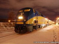 On a cold winter evening, VIA 95 with P42DC 904 arrives at St Catharines at 19:12 from Toronto to Niagara Falls daily. VIA no longer runs 90 and 95 to Niagara Falls since 2012.