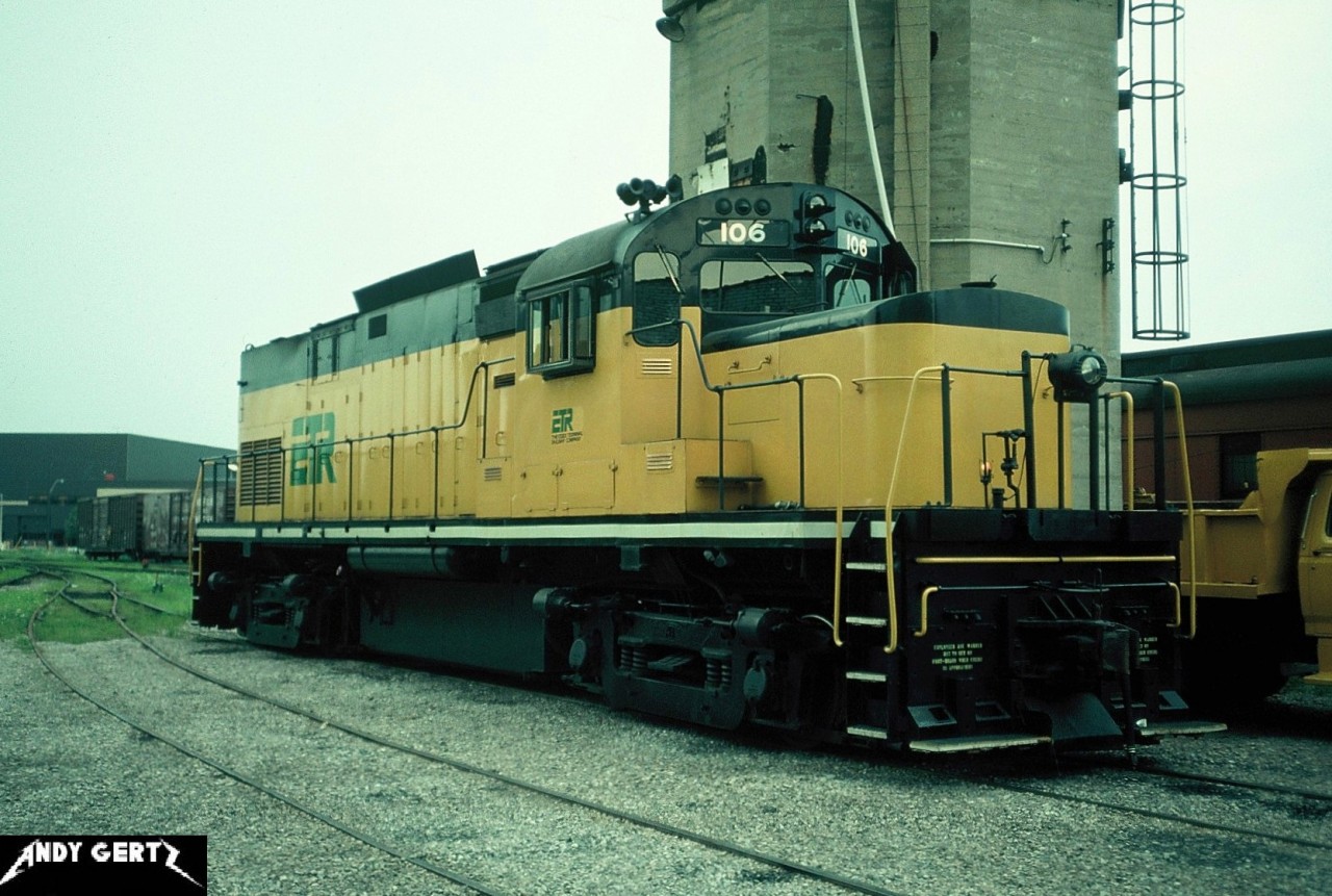 Essex Terminal Railway C-420 106 is seen at the company’s Windsor, Ontario yard. The unit was ex- Lehigh & Hudson River 22 and was eventually sold to the Arkansas & Missouri Railroad.