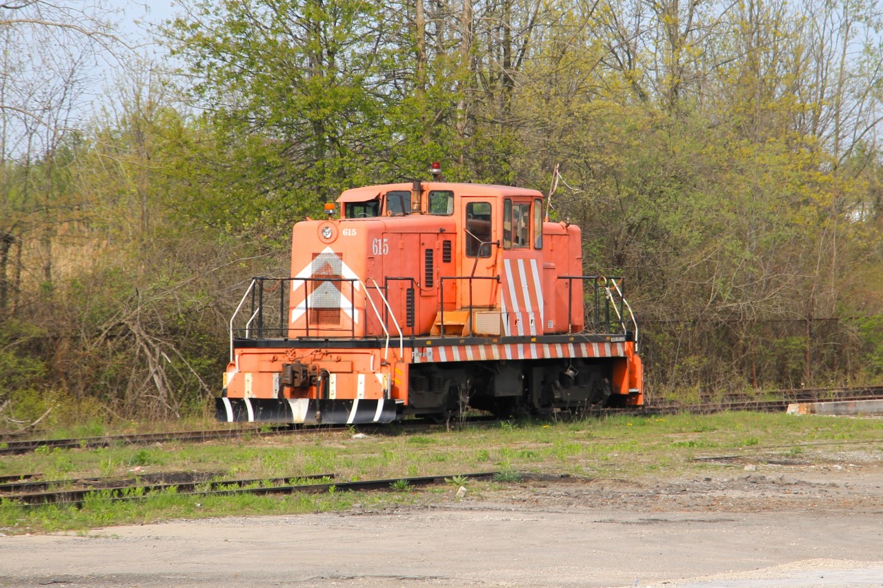 Centre Cab 615 sits all alone at the rear of the former Martech Industrial Inc. property in Welland, Ontario on May 11 2023. A drive by on June 3 2024 confirmed she is no longer at this location.