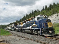Rocky Mountaineer's "First Passage to the West" east bound approaches Golden, viewed at Blaeberry River Road.