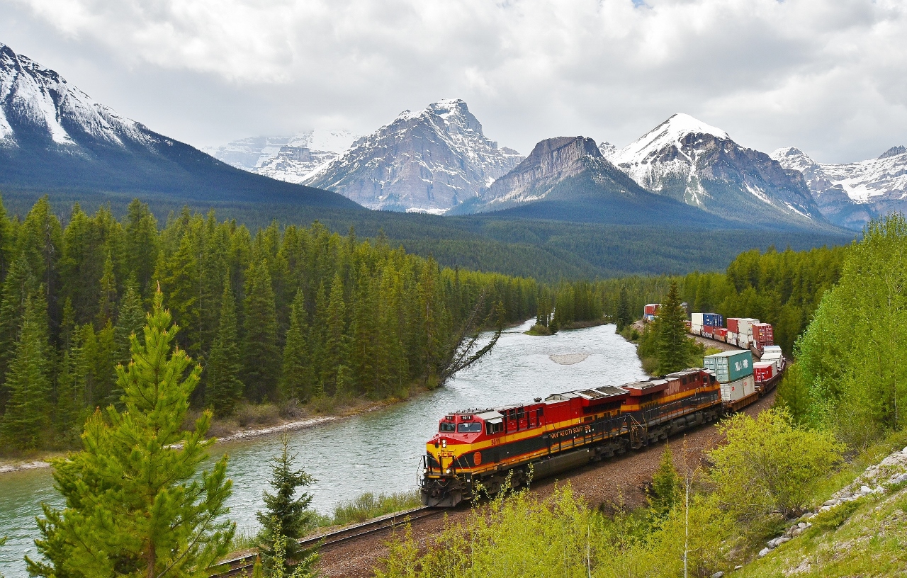 Springtime at Morant's Curve,


 KCS 5011  KCS 4738   lead CP #112 with mid train dpu CP  9728 and with tail end dpu CN 3113.


at 14:13 MDT, June 10, 2024 digital by S.Danko


More


      another season  


And


For those who want to know:


from the right:


the cirque that is above Lake Louise


Fairview Mountain (9,001')


nearest and almost snow free: Saddle Mountain (7,982')


Haddo Peak (10,073')


and in the clouds: Mount Lefroy (11,230')


sdfourty